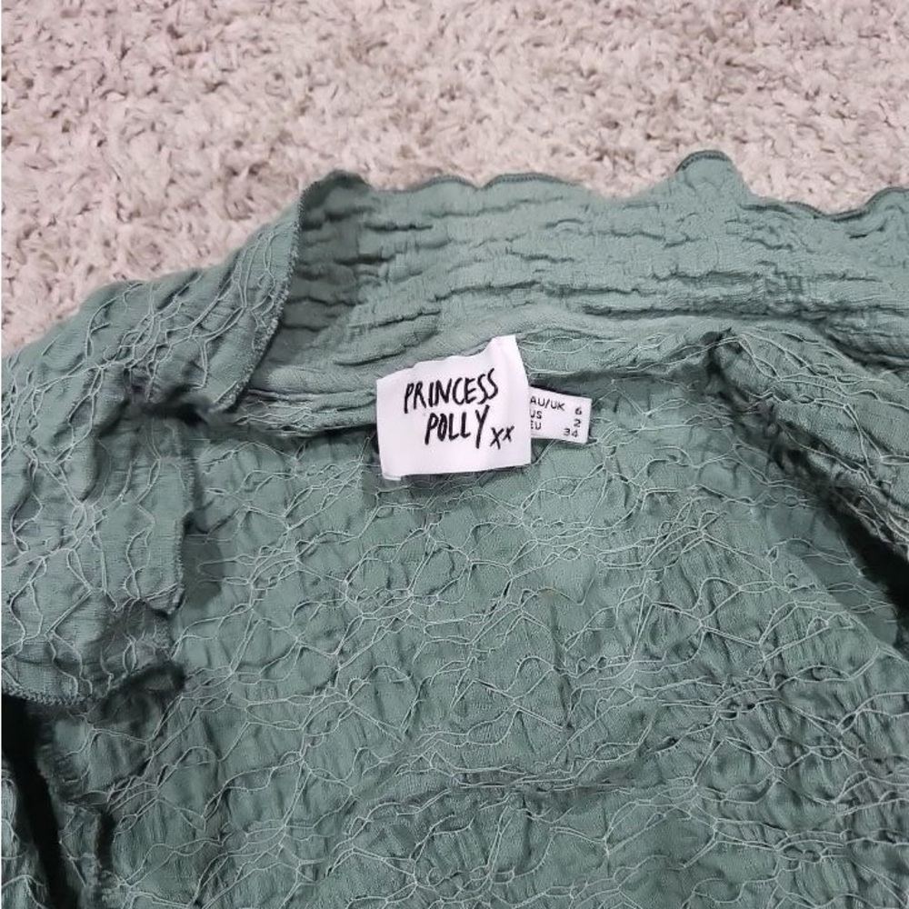 Princess Polly Sage Textured Blouse